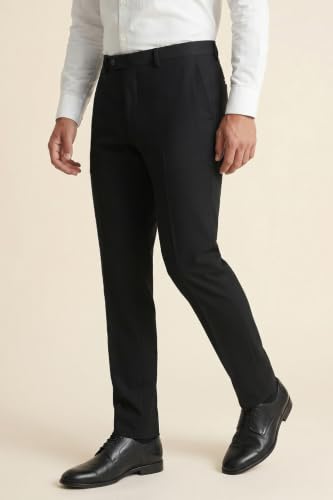 Image of Peter England Men's Slim Fit Mid Rise Formal Stretchable Knit Super Trouser | Comfort Lycra | 360-Degree Stretch