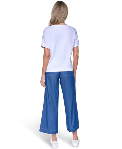 Image of Nautica Women's Crew Neck Solid Short Sleeve Sweater