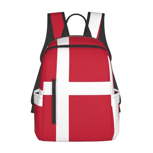 Danish Flag Printing Backpacks Lightweight With 1 Main Compartment, Shoulder Rucksack Carry On,Outdoor Travel Bags