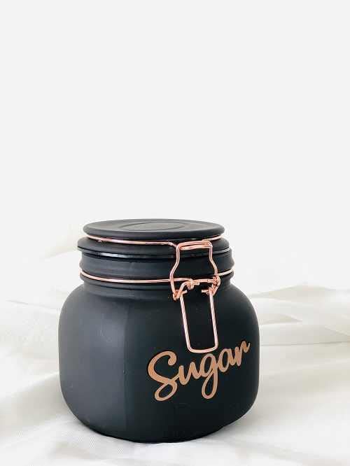 Image of DC Green Kivi PACK OF 3 ,Black Color Glass containers ,Tea, Coffee & Sugar printed on it ,Capacity 800 ml With Air Tight Cap