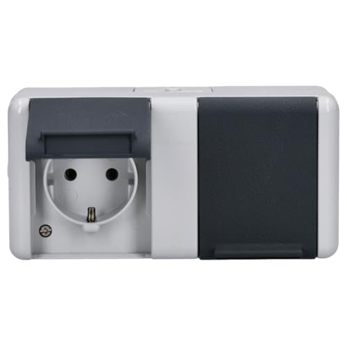 Jung 8220-1W Schuko-Steckdose 2-fach, Schwarz, Weiß