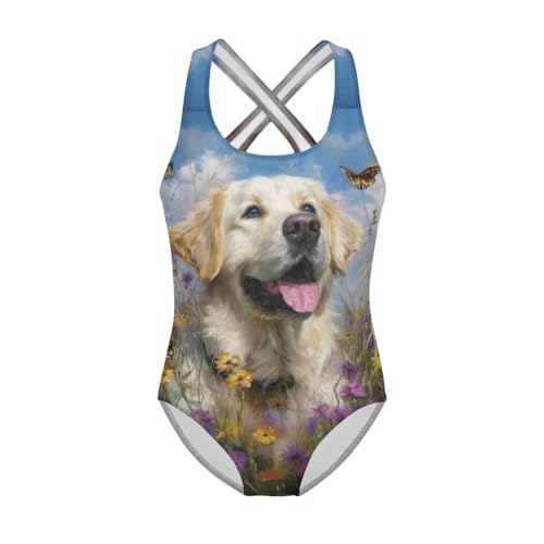 Image of One Piece Swimsuit Girls Cross-Back Bathing Suit 5-14Y Kids Swimwear Cute Swimsuits Sleeveless Bathing Suits