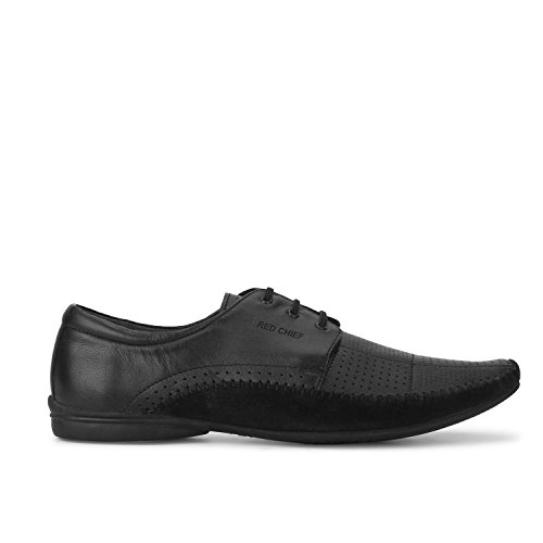 Image of Red Chief Mens Red Chief Formal Derby Shoes for Men Black Boat Shoe