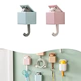 Creative Cute Animal Hooks,2PCS Cute Cat Key Holder Hook Wall Mounted Adhesive Hook Coat Hooks for Coat, Scarf, Hat, Towel,Key, Bag,Wall Hanging Decorations (D)