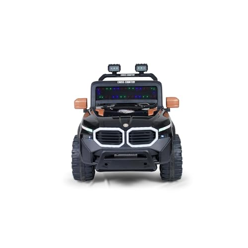 Image of KAB J 777 Rechargeable Battery Operated Jeep for Kids |POBO-2026 |Electric Ride-On Toy with LED Lights,Music,RGB Windshield,Steering Function & Dual Control (Black)