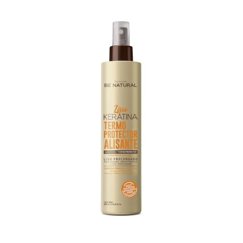 PLACENTA LIFE Be Natural Lisso Keratina Termoprotector Alisante 250 ml – Protección Térmica, Control Frizz, Brillo y Suavidad para Cabello Liso y Radiante