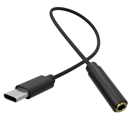 Tempting Table USB C to 3.5mm Audio Adapter Type C to Headphone Aux Jack Dongle 24bit/96kHz HiFi DAC Cable Cord Compatible with Smartphones, Tablets, Black