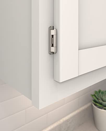 Image of Amerock 1 Pair 1 /2 inch Overlay Satin Nickel Partial Wrap Cabinet Hinge | Self-Closing Steel Cabinet Hinge for Kitchen and Bathroom Cabinet Doors with a 1 /2 inch (13 mm) Overlay, Partial Wrap