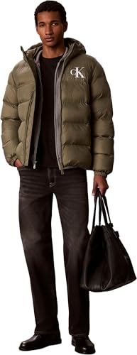 Calvin Klein Herren Ls Ltwt Nylon Padded Hooded Puff Lv04rg513g Jacken (1 Stück), Beige (Dusty Olive), XXL – Ansicht 4