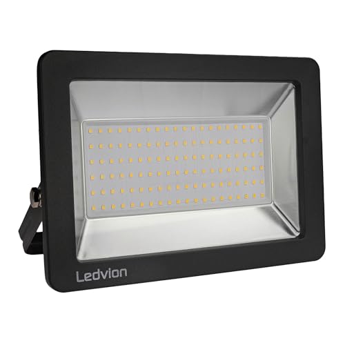 Ledvion - LED Strahler, 100W LED Strahler Außen, 6500K Kaltweiß Scheinwerfer, 12.000LM Superhell Werkstattlampe, Außenstrahler IP65 Wasserdicht, Außenleuchte für Garten, Garage, Hotel, Sportplatz