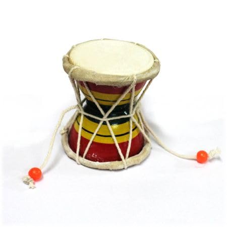 Handicraft Industries Five Inch Round Sheesham Wooden Indian Damaru Call as LORD SHIVA DAMRU and A Music Instrument-image-24