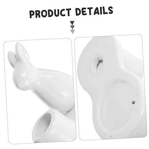 Aboofan 2Pcs Table Cute Kitchen Porcelain Cup Statue Farmhouse Holders Center Easter Egg Adorable Bunny Lovely Decoration Cartoon Candleholders For Decor Wedding Design Candlestick Taper #TOP2