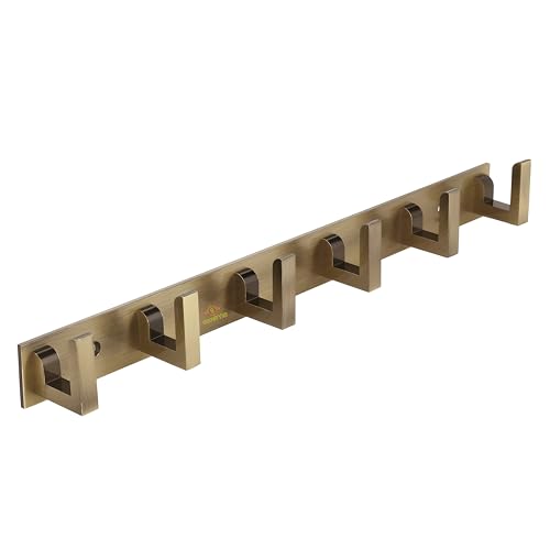 Image of Heavy Duty L Type Stainless Steel Cloth Hanger Suitable for Bathroom Bedroom Kitchen Wall Hook Rail Hanging Scarf Coat Keys Tie, Towel, Robe Hanger (Pack of 1, 6 Pin Antique)