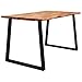 CongVVFV Industrial Dining Table with Solid Acacia Wood Top and Powder-Coated Steel Frame, Live Edge Design Seats Six, Modern Rustic Furniture for Kitchen