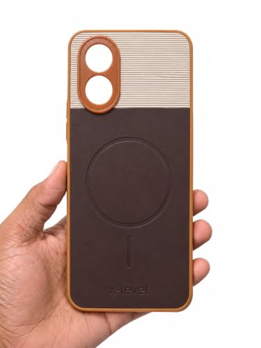 Image of Bintage Dual-Leather 2in1 Phone Case| Soft Touch Finish | Full Camera Protectection Back Cover Compatible for Oppo CPH2591 /Oppo A18 4G - White & Choco Brown