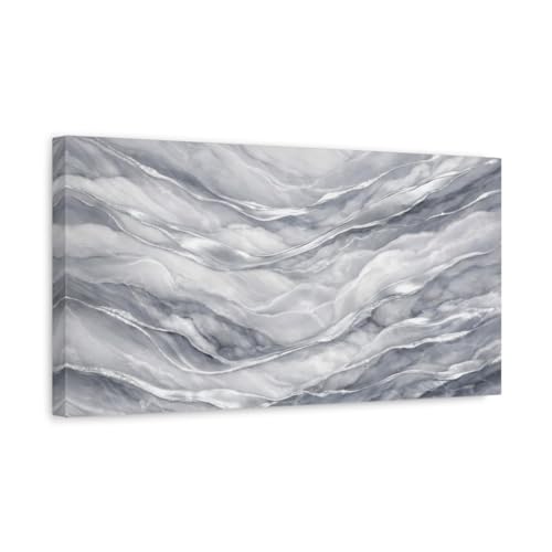 Tableau abstrait abstract marble waves grey silver déco murale horizontale
