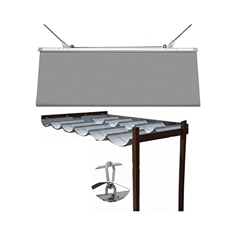 Patio Pergola Shade Replacement Shade Sail Retractable Wave Shade Sail, Upgrade Sliding Roller Shutter Belt Mounting Kit Cover