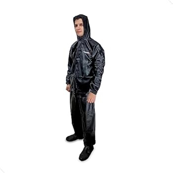 Conjunto Capa de Chuva Pvc M Combate c/Capuz Masculino Preto