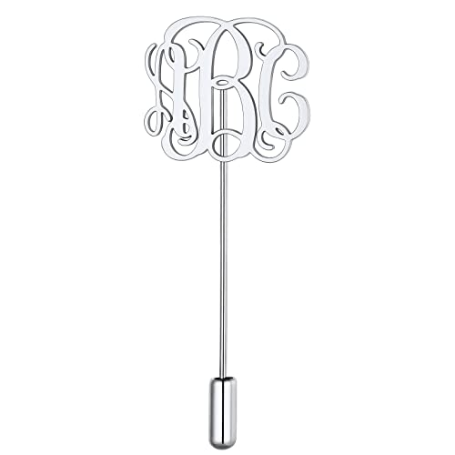 Custom4U Monogram Lapel Pins Engravable 3 Initial Brooch Pin Customized for Men
