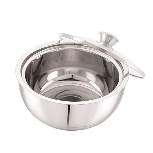 Image of ANJALI EPSB150 Stainless Steel Elite Pro Double Walled Insulated Serving Bowl with Glass Lid 1600 ml