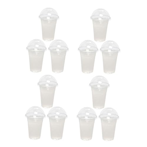 FONDOTIN 20個 使い捨て透明プラスチックカップ ドーム蓋付き デザート スムージー ミルクティー対応 多用途飲料果汁カップ パーティーに