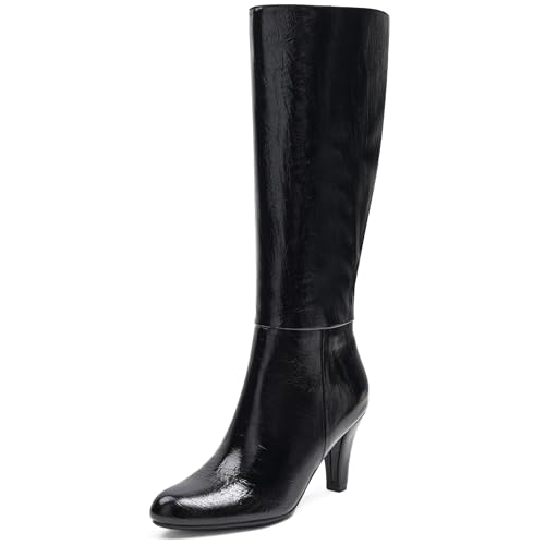 Knee High Boots Women Gogo Boots Low Heel Round Toe Side Zipper Fall Long Tall Boots for Woman