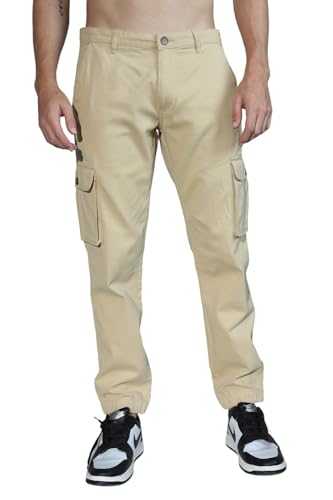 Image of Hubberholme Mens Grey Mid-Rise Cotton Casual Joggers HHMWJS004