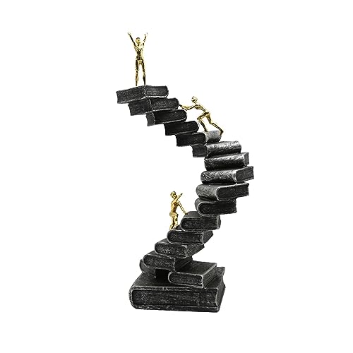 JUNENTER 考える人の彫像 はしごの彫像 樹脂製 抽象的 人物 手工芸品 本棚用 装飾品 デスクトップ テーブル装飾 装飾