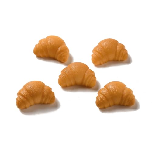 Ornazy 100 cabujones de resina de imitación de croissant, pequeños cabujones de resina para manualidades, álbumes de recortes, manualidades, accesorios