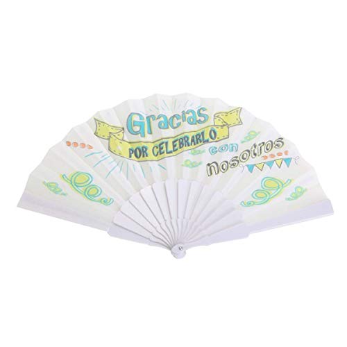 Lote de 30 Abanicos de Tela "Frases" - Detalles Originales Invitados de Bodas, Regalos Comuniones y Recuerdos para Cumpleaños Infantiles