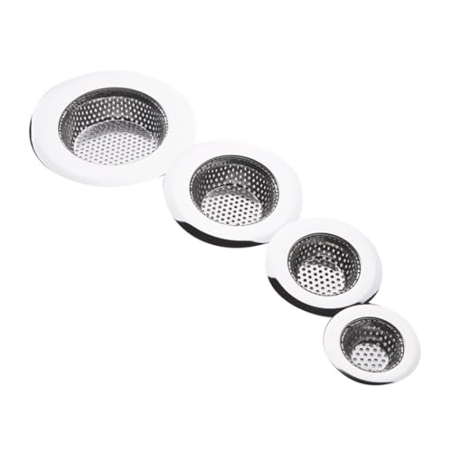 TEHAUX 4 Piezas Filtro para Desagüe de Baño y Cocina de Acero Inoxidable de Malla Resistente para Drenaje y Recogida de Pelo Práctico y Fácil de Limpiar