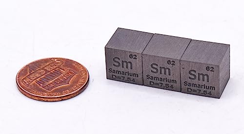 Image of 0.39 inch 10mm Samarium Metal Cube Sm up to 99.9% Pure Periodic Table Element Engraved Density Collection Science Education Display Block Cube + Acrylic Case Box - 1PC
