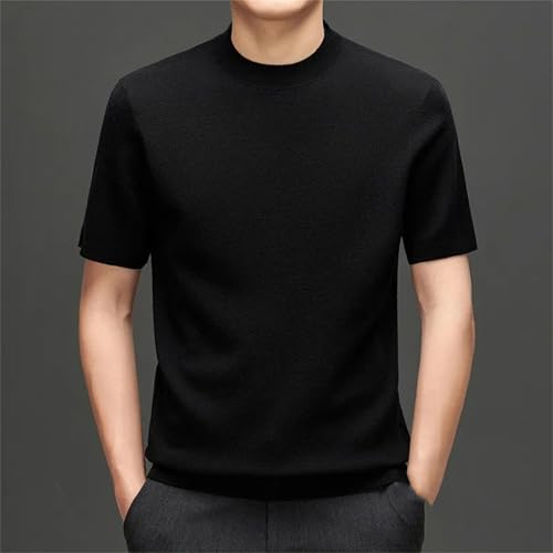 Men Worsted Wool O-Neck Short Sleeve Solid Orange Green Sweaters Round Neck Thin Short Sleeves Pullover3