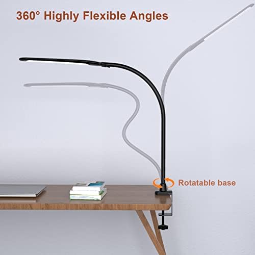 LED Desk Lamp Hokone Eye-Care Desk Light 9W Flexible Gooseneck Lamp 3 Color Modes Stepless Dimming,Table Lamp for Office Workbench,Touch Control, Black