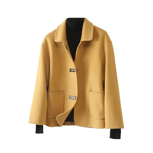 Women Double-Faced Single Breasted Vintage Notch Collar Cashmere Coat Short 100% solid Wool Pea Coat