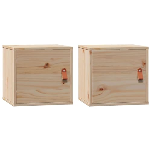 vidaXL Wandschrank 2 STK., Hängeschrank mit viel Stauraum, Schwebeschrank für Wohnzimmer, TV Schrank Wohnzimmerschrank Holzschrank, Massivholz Kiefer