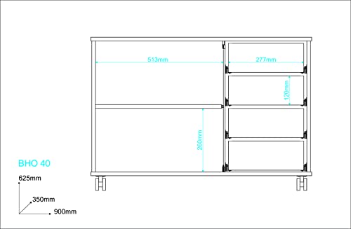 Gaveteiro 4 Gavetas Branco Mdp 15mm Brv Moveis