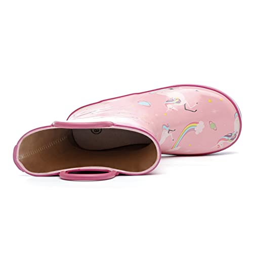 Peggy Piggy Waterproof Rain Boots With Easy-On Handles In Fun Patterns & Solid Colors For Toddlers And Kids Non-Slips Rain Shoes For Boys&Girls(Pp21012-Unicorn/Pink-31) thumb #4