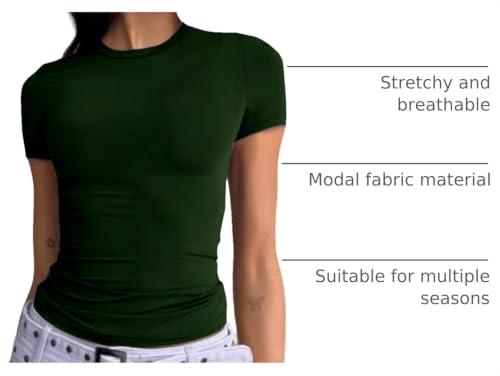 Image of Dwnval Womens Classic Short Sleeve Summer TOS Crew Neck Slim Fit Crop T Shirt