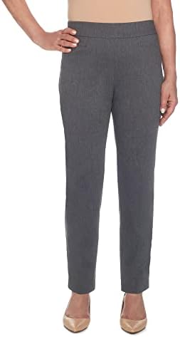 Alfred Dunner Women's Allure Slimming Missy Stretch Pants-Modern Fit, Grey, 14