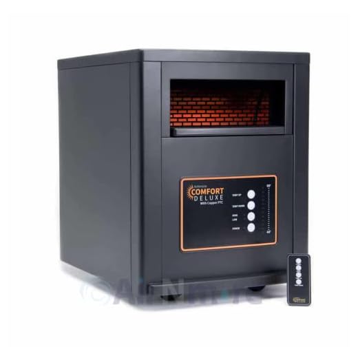 AirNmore Comfort Deluxe with Copper PTC, Infrared Space Heater with Remote, 1500 Watt, ETL Listed