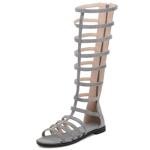 Girls Flats Strappy Open Toe Gladiator Knee High Sandals