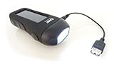 24seven - Yezl Linterna LED con Dinamo y Carga Solar? Luz y Cargador USB de Mvil de Emergencia - Negro