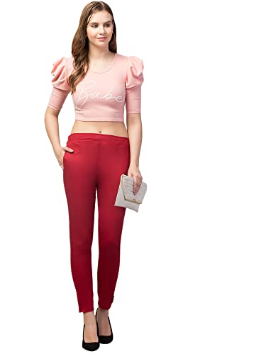 Image of Qute Women's Regular Fit Cotton Blend Casual Trousers (Pack of 1)
