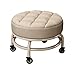 QHLdd Sgabello per Pedicure/Cosmetici,Mobile Sedile Basso con Ruote, per Manicure Spa, Sgabelli da Terra Girevoli per Bambini Adulti Senza Schienale Panca Rotonda, Alta 29 Cm