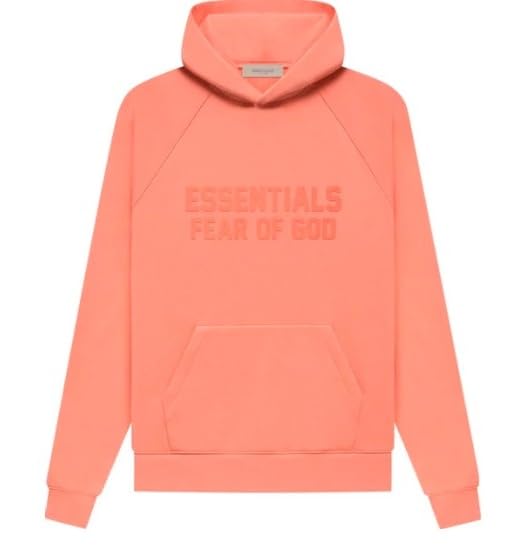 Essentials Basic Pullover Hoodie Cotton Blend Adult Oversized Men Size One Size Down (US Alpha X-Large Regular Regular Coral)