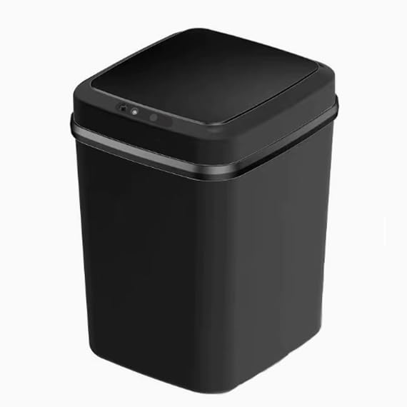 13L Smart Trash Can Automatic Touchless Motion Sensor Garbage Bin Portable Battery-Powered 0.3S Sensing PP Material One-Touch Open Odor Locking for Bathroom, Bedroom, Office (White)