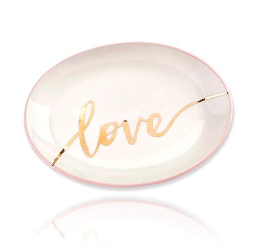 Kate Aspen Engagement Ring Jewelry Dish - Set Of 6 - Love Ceramic Trinket Tray Wedding Accessories #TOP19