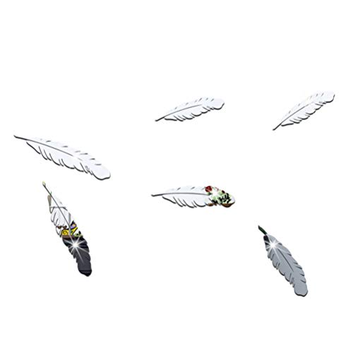 VORCOOL 3D Miroir Stickers muraux plume Mur Art de Décalque DIY Amovible Décoration de la Maison 8Pcs