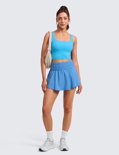 Image of CRZ YOGA Ruffle Skirt Overlay Athletic Shorts | High Waisted, Quick Dry, Lightweight, Flowy, A Zip Pocket, for Women